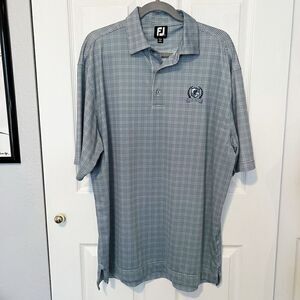 FootJoy FJ Men’s Short Sleeve Blue and White Plaid Golf Shirt Size Large